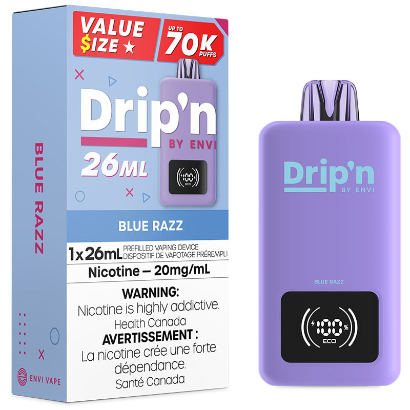Drip’n by Envi – Blue Razz – 26 mL Disposable – 20 mg - Image 2